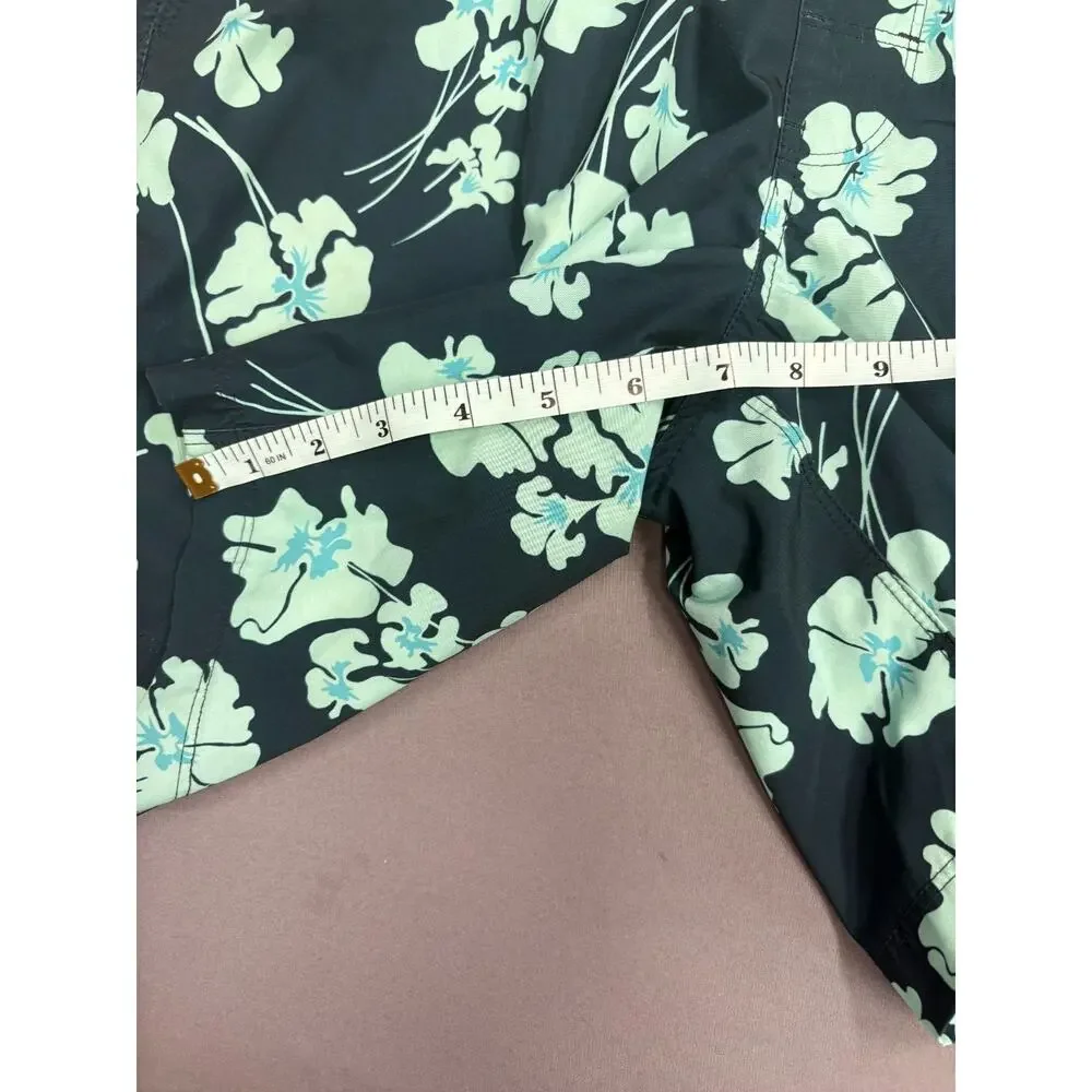 Hurley Shorts Mens S Teal Hybrid Volley Swim Trunk Pockets Lined Stretch Floral
